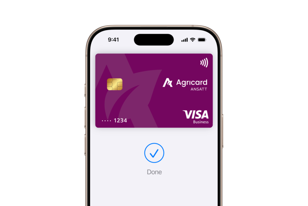 Nært bilde av Agricard registrert på mobilen
